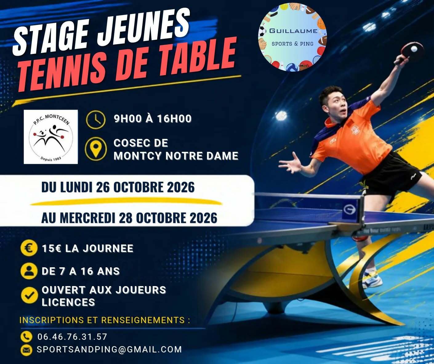 🏓 Stage jeunes de la Toussaint  - Guillaume SportsAndPing 🏓